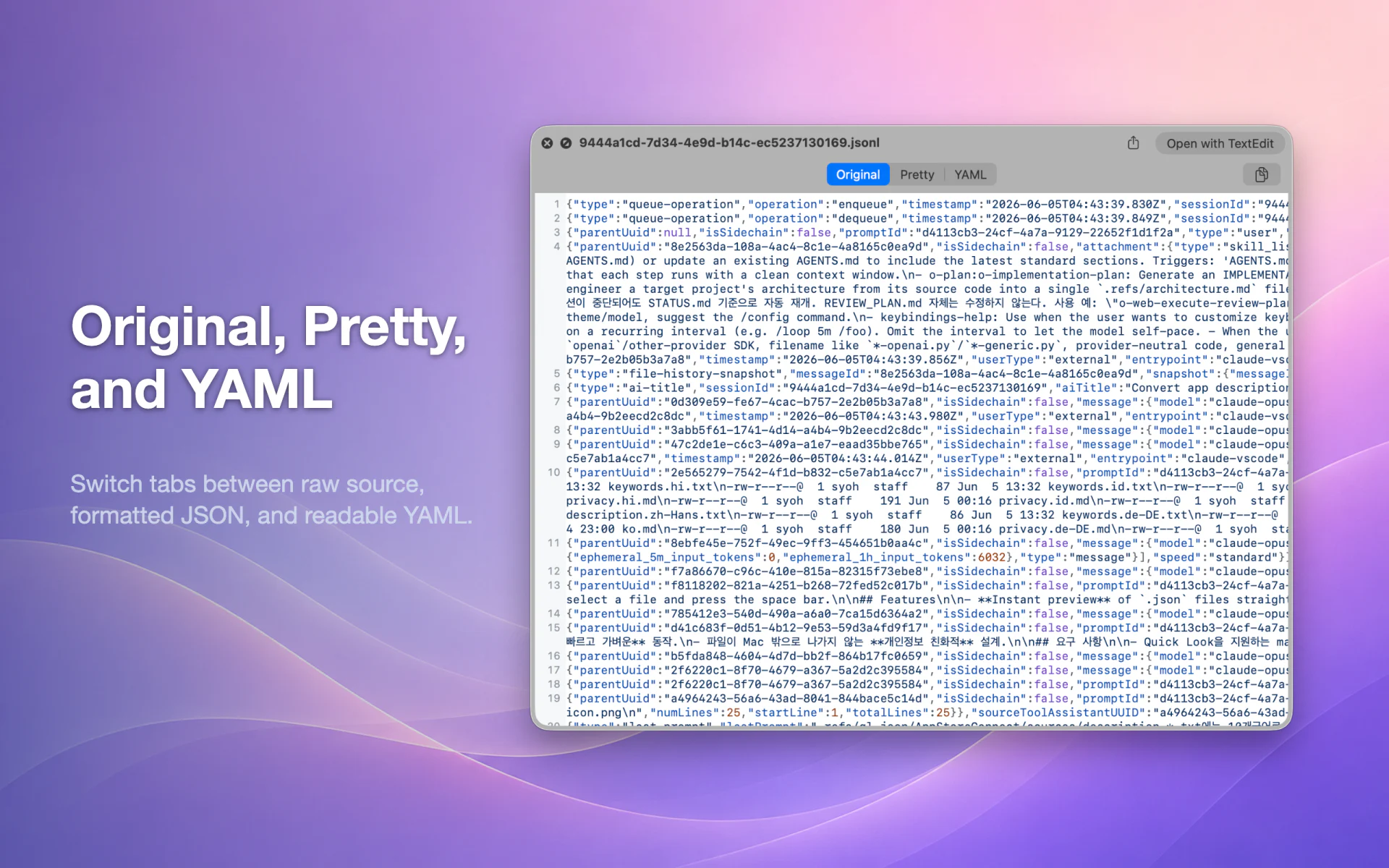 QLook JSON — Mac 2
