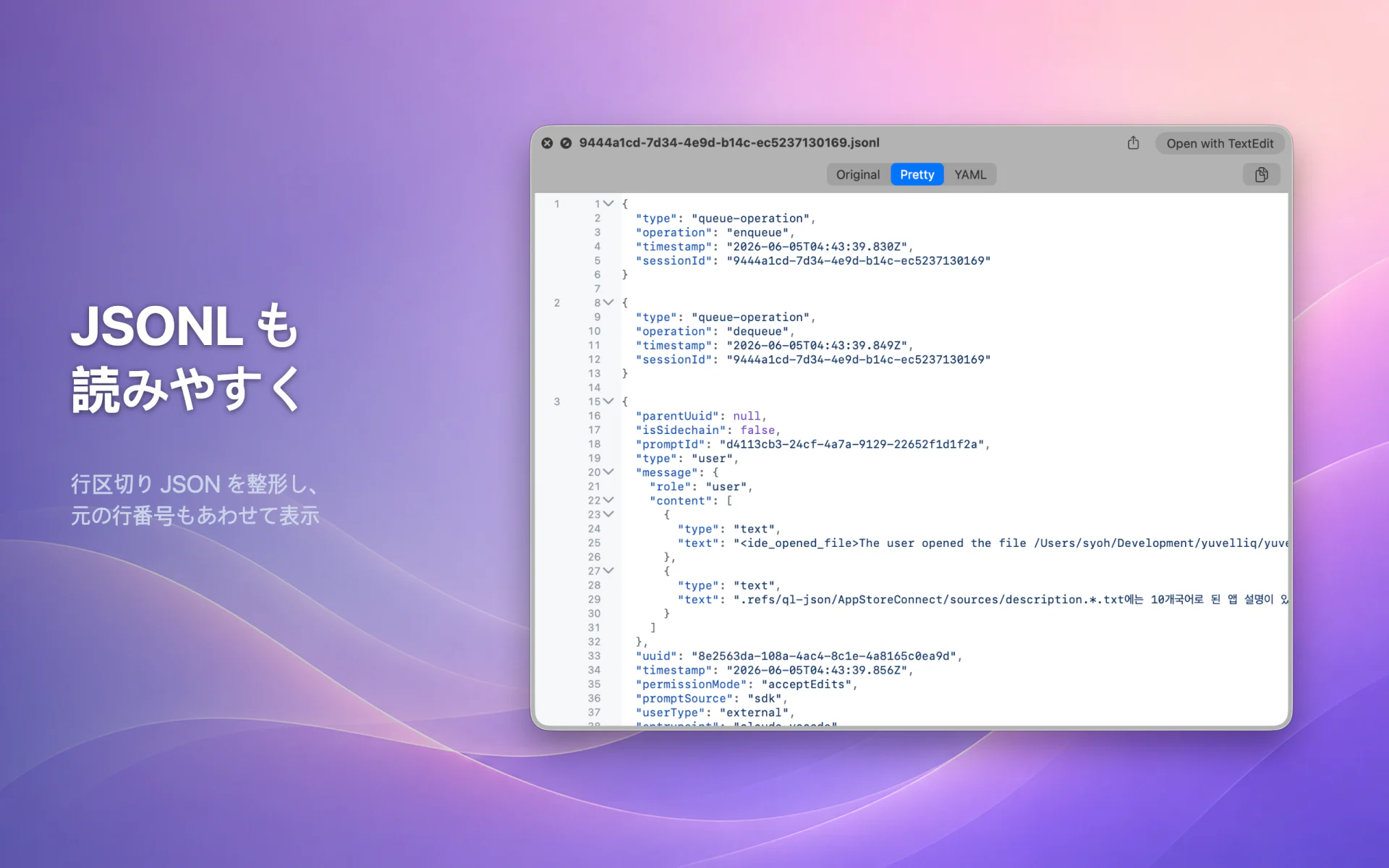 QLook JSON — Mac 5