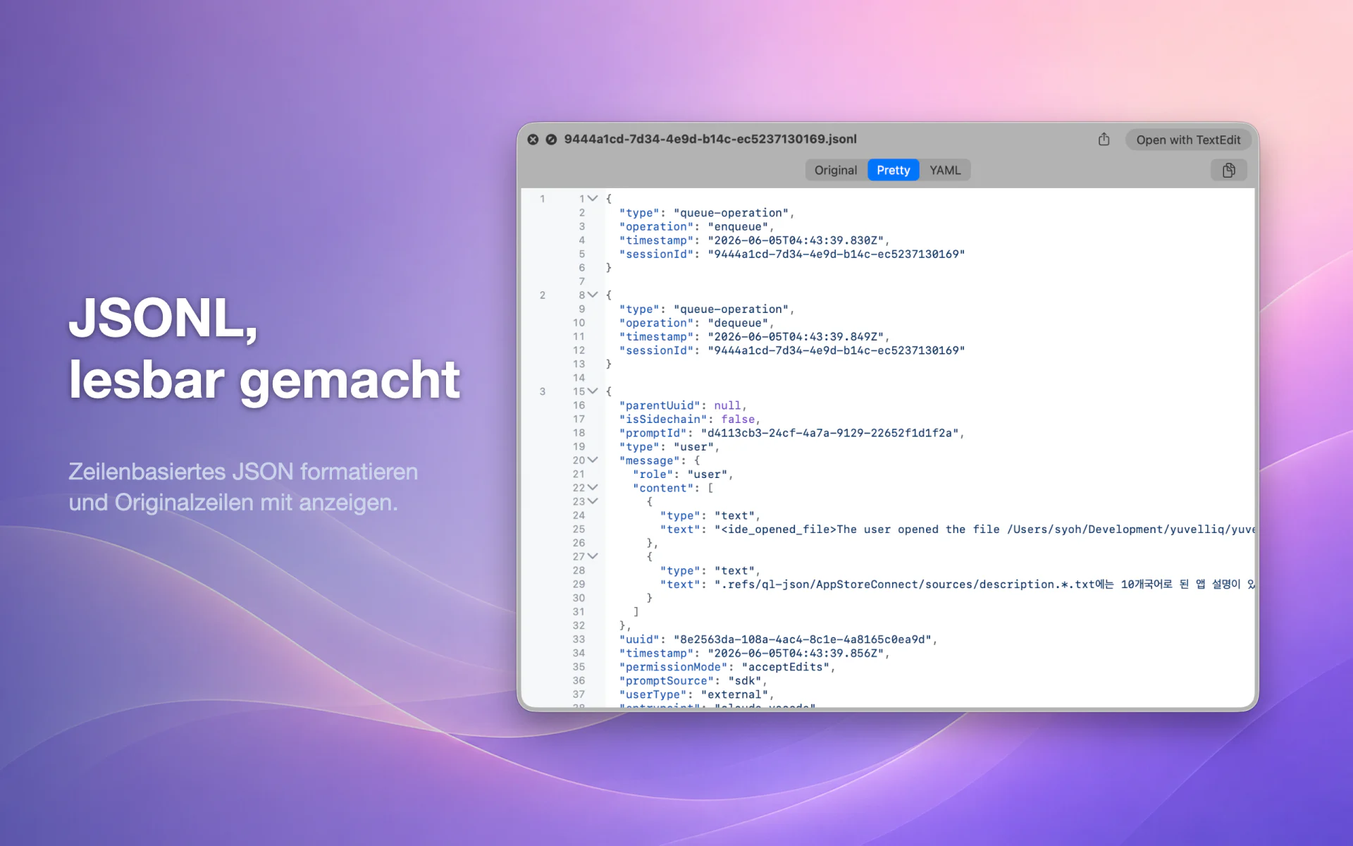 QLook JSON — Mac 5