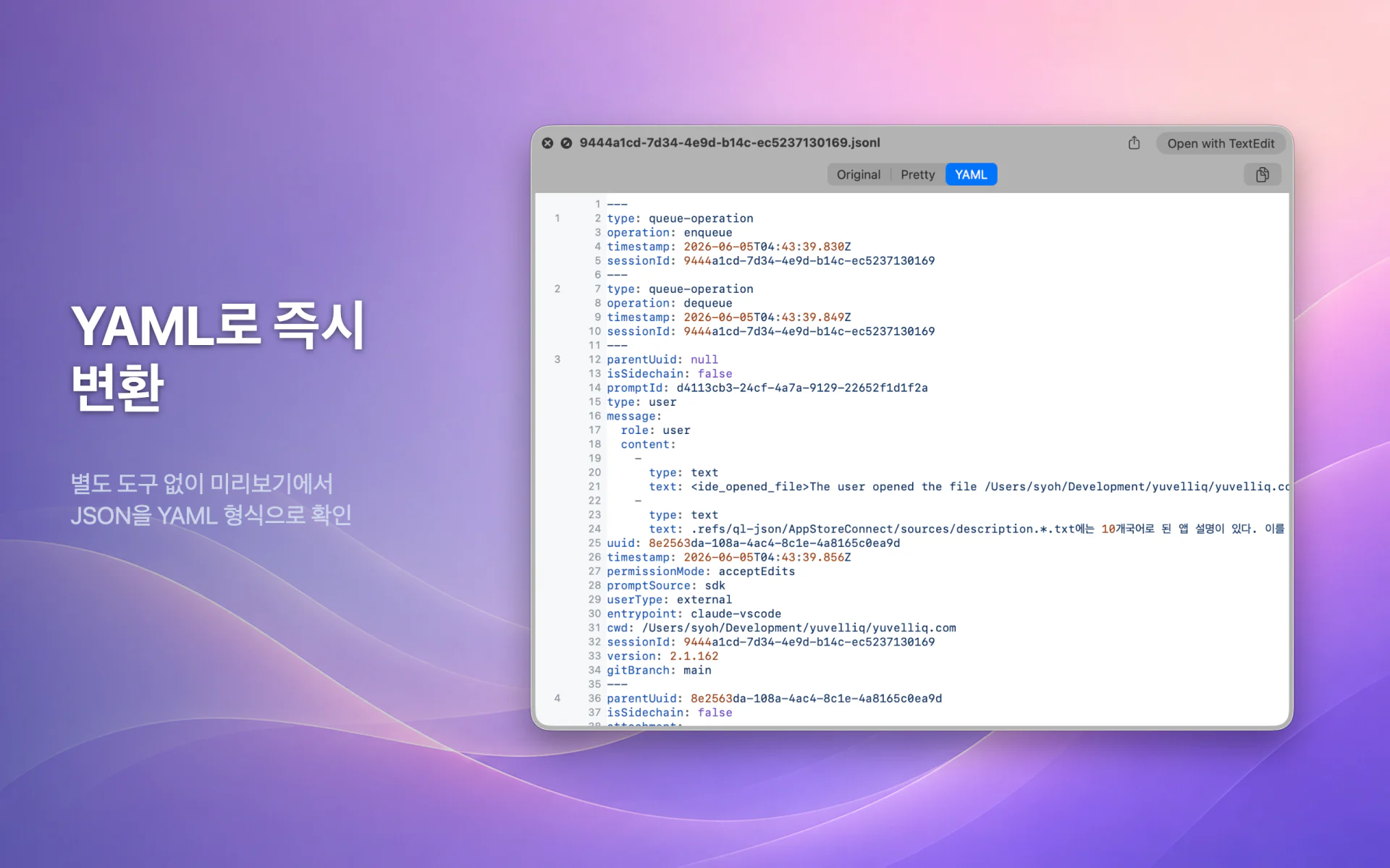 QLook JSON — Mac 6